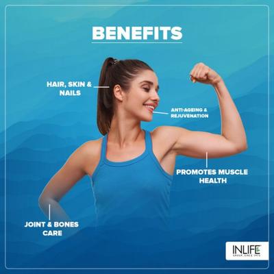 Inlife Hydrolyzed Fish Collagen Powder - Strawberry Lemon 200 g - Hair & Skin