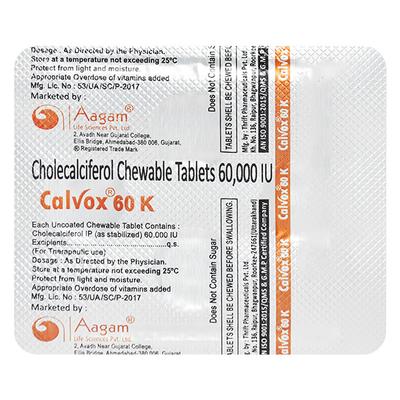 CALVOX 60K ORANGE FLAVOUR Chewable Tablet 4's - Supplements-Vit