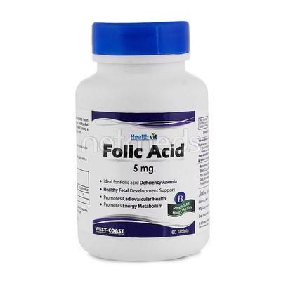 HEALTHVIT FOLIC ACID 5MG TABLETS 60'S - Nutritional Supplements