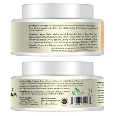 Organic Veda Anti Aging Cream - Moringa & Amla Botanical Vitamin C 100 gm - Personal Care (Ayush)