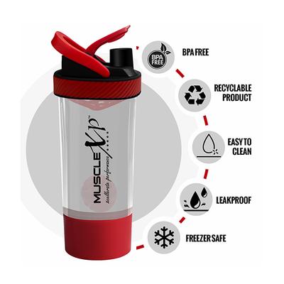 MuscleXP Power XP Gym Shaker - Transparent & Red 700 ml - Workout Essentials