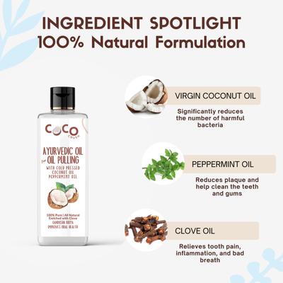 Coco Crush Ayurvedic Cold Pressed Oil Pulling Coconut Oil - Peppermint, Clove 200 ml - Personal Care (Ayush)