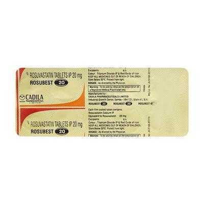 Rosubest 20mg Tablet 10'S - High Cholesterol-Dys