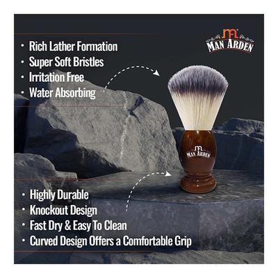 Man Arden Vintage Finish Brown Shaving Brush + Refreshing Neem Shaving Cream 200 gm - Shaving Brushes