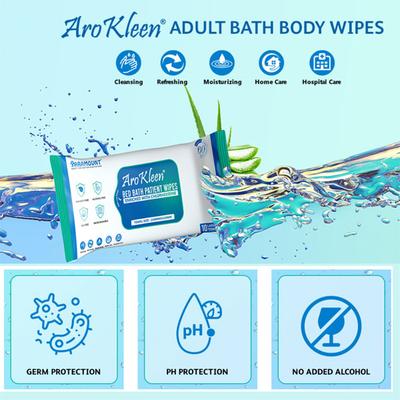 AroKleen Bed Bath Patient Wipes - Chlorhexidine (240 mm x 320 mm) (Pack of 5 x 10's) 1's - Surgical Consumable