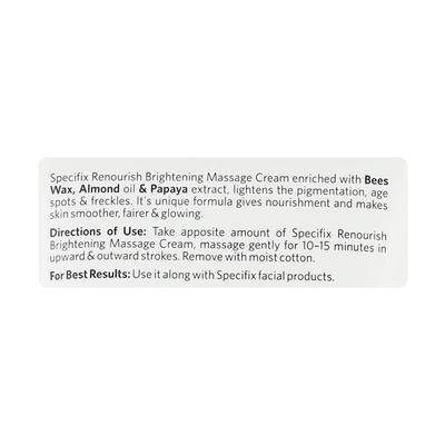 Specifix Professional Renourish Brightening Massage Cream 200 gm - Lotions & Creams