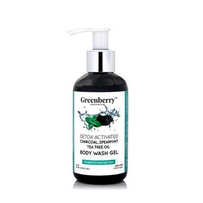 Greenberry Organics Body Wash Gel - Activated Charcoal, Spearmint & Tea Tree Oil 200 ml - Shower Gels & Body Wash
