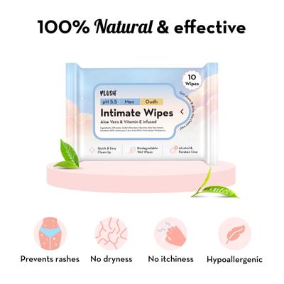 Plush Intimate Wipes For Men (Ph 5.5) - Oudh 10's - Intimate Hygiene