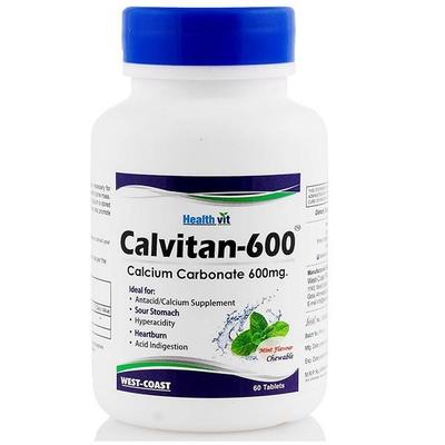 HealthVit Calvitan-600 Calcium Carbonate 600 mg Tablet 60's - Calcium And Minerals