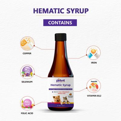 Petvit Hematic Syrup -For All Ages Breed Dogs & Cats 200 ml - Petfood