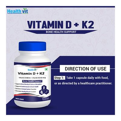 Healthvit Vitamin D + K2 Capsule 60's - Multi-Vitamins