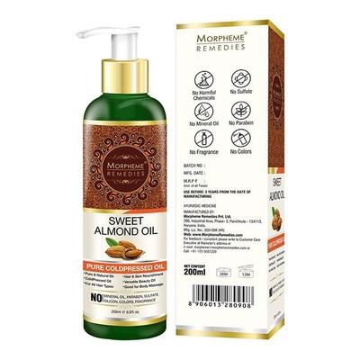 Morpheme Remedies Pure Sweet Almond Oil 200 ml (ColdPressed) 200 ml - Hair Oils