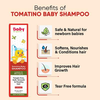 Baby Organo Ayurvedic Tomatino Baby Shampoo - Lemon & Bhringraj 200 ml - Baby Shampoo