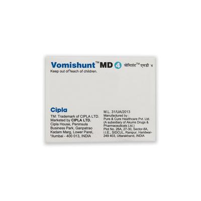 VOMISHUNT MD 4 Tablet 10's - Vomitting/Emesis-Ant