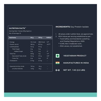 Nutrabay Pure Soy Protein Isolate - Unflavoured 1 kg - Weight Loss
