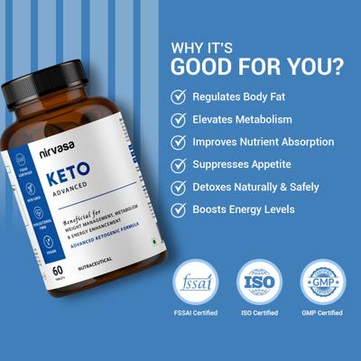 Nirvasa KETO Advanced Fat Cutter Tablet (Pack of 6 x 60's) 1's - Weight Loss