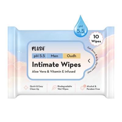 Plush Intimate Wipes For Men (Ph 5.5) - Oudh 10's - Intimate Hygiene
