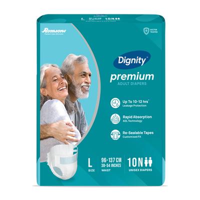 Dignity Premium Adult Diapers (L) 10's - Adult Diapers & Pads