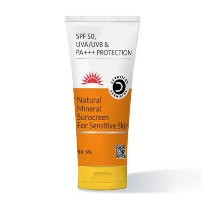 Dermistry Natural Mineral Sunscreen SPF 50 UVA UVB PA+++ Protection - Sensitive Skin 50 ml - Face Sunscreen