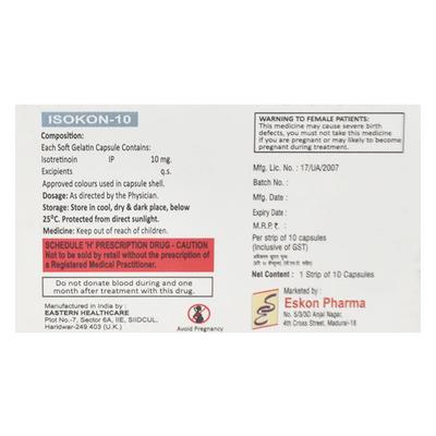 Isokon 10mg Capsule 10'S - Acne-Acn