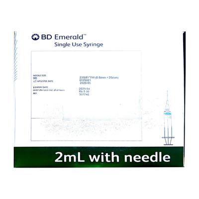 BD Emerald Single Use Syringe 2 ml With Needle 23G - Syringes And Needles