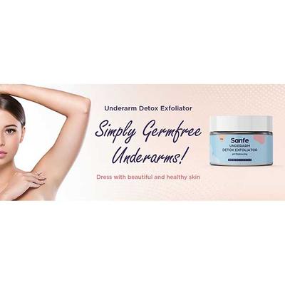 Sanfe Underarm Detox Exfoliator Cream - Dead Sea Mud & Blue Sea Kale 50 gm - Scrubs & Exfoliants