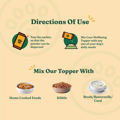 Pawsible Foods Core Wellbeing Nutritional Topper Dog Food Sachets (Pack of 30 x 3.3 g) - Petfood