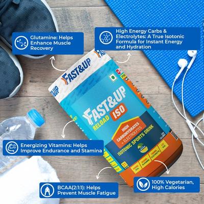 Fast&Up Reload Isotonic Energy Drink - Orange Flavour 1000 gm - Energy Drinks