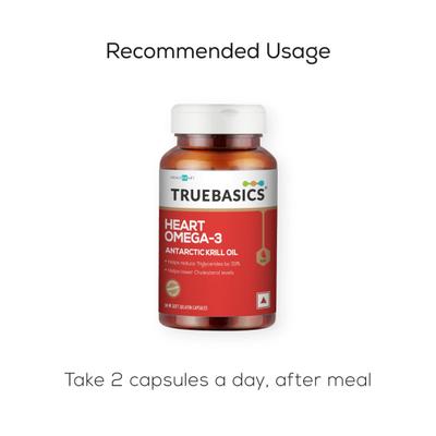 TrueBasics Heart Omega - 3 (Antarctic Krill Oil) Soft Gelatin Capsule 30's - Omega Fish Oil Fatty Acids