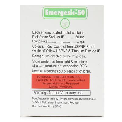 EMERGESIC 50mg Tablet 10's - Pain relief-Nsa