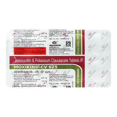 MOXIKIND CV 625MG TABLET 6'S - Bacterial Infections-Pen