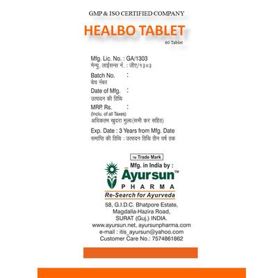 Ayursun Healbo Tablet 60's - Pain Relief (Ayush)