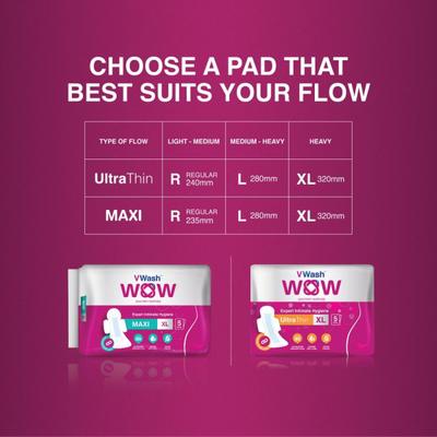 Vwash Wow Maxi Sanitary Napkin (Large) 5s - Sanitary Napkins
