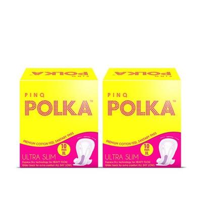 Pinq Polka Combo Premium Ultra Slim( XL) Sanitary Pad ( Pack of 2 X 20's) - Sanitary Napkins