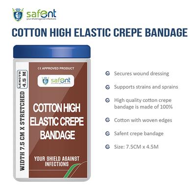 Safent Cotton High Elastic Crepe Bandage (7.5 cm X 4.5 m) - Bandages & Dressings
