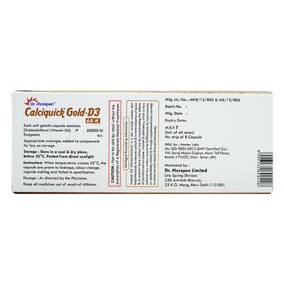 CALCIQUICK GOLD D3 60k Capsule 8's - Supplements-Vic