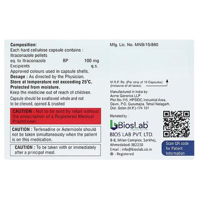 BIO ITRA 100 Capsule 10's - Fungal Infections-Anf