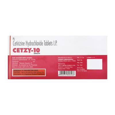 CETZY 10mg Tablet 10's - Allergies-Ant