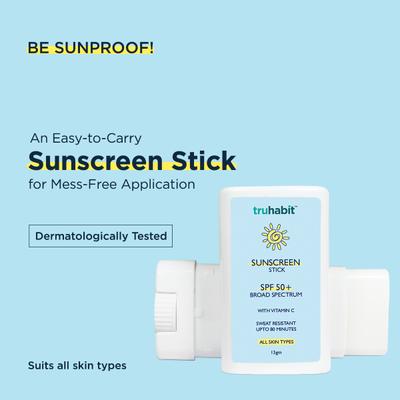 TruHabit Sunscreen Stick SPF 50+ With Vitamin C (All Skin Types) 13 gm - Face Sunscreen