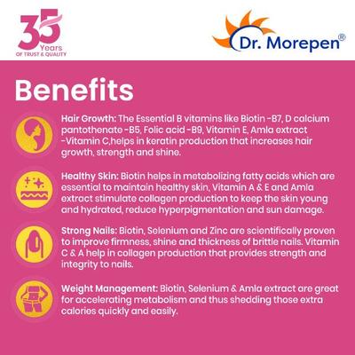 Dr. Morepen Biotin+ Tablet 60's - Hair & Skin