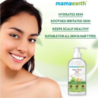 Mamaearth Aloe Vera Gel - Pure Aloe Vera & Vitamin E 300 ml - Face Gels