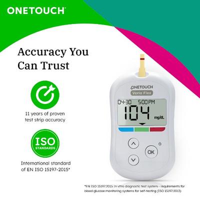 OneTouch Verio Flex Blood Glucose Monitoring System (Free 10 Test Strips + Lancing Device + 10 Lancets) - Blood Glucose Monitors/Strips