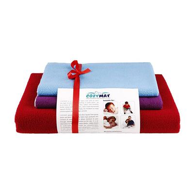 Cozymat Waterproof Bed Protector Combo - Cherry Red (L) + Plum & Firoza (S) - Baby Bedding