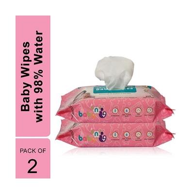 BabyNu 98% Pure Water Wipes (Pack of 2 x 80's) - Diapers & Wipes