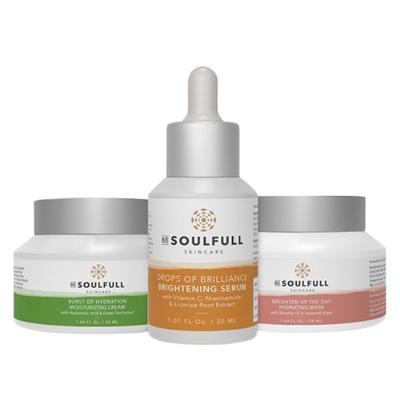Be Soulfull Glow Kit (Burst of Hydration Moisturizing Cream 50 ml + Drops of Brilliance Brightening Serum 30 ml + Brighten Up The Day Hydrating Mask 50 ml) - Facial Kits