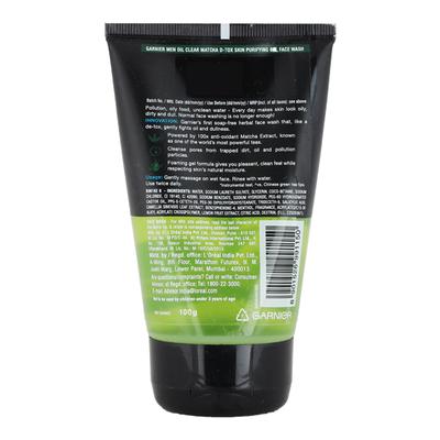 Garnier Men Oil Clear Skin Purifying Gel Face Wash - Matcha D-Tox 100 gm - Face Wash & Cleansers