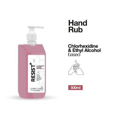 RESIST+ Chlorhexidine Alcoholic Hand Rub (Pack of 2 X 500 ml) - Hand Sanitizer