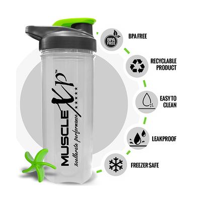 MuscleXP FIT XP Gym Shaker - Transparent & Green 700 ml - Workout Essentials