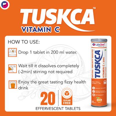 LifeZen Tuskca Natural Immunity Booster Vitamin C 1000 mg Tablet - Orange 20's - Vitamin C