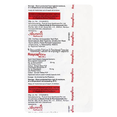 Rosycap CV 20/75mg Capsule 10'S - High Cholesterol-Dys